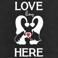 Love Lives Here Happy Valentines Gnome Heart 7 Panel Mesh Trucker Snapback Hat