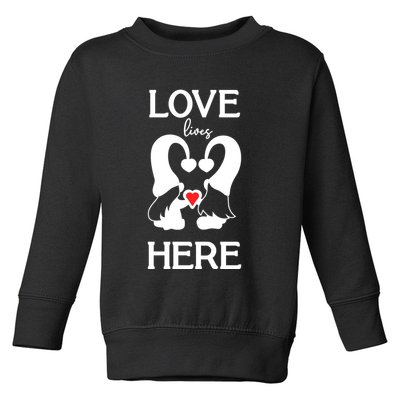 Love Lives Here Happy Valentines Gnome Heart Toddler Sweatshirt