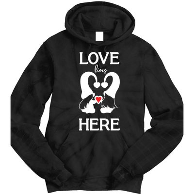 Love Lives Here Happy Valentines Gnome Heart Tie Dye Hoodie