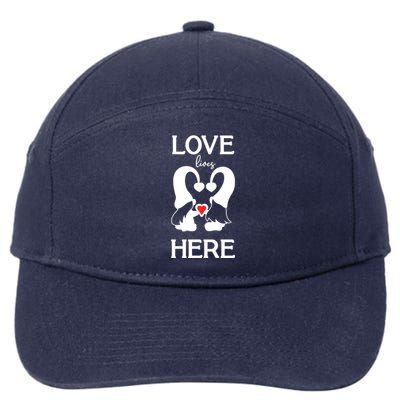 Love Lives Here Happy Valentines Gnome Heart 7-Panel Snapback Hat