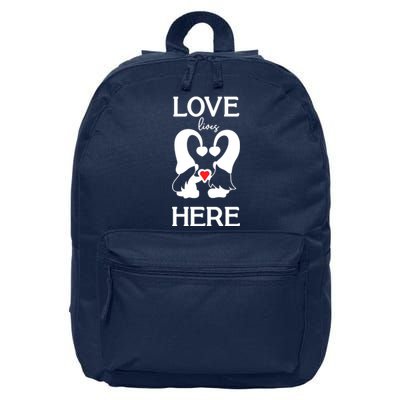 Love Lives Here Happy Valentines Gnome Heart 16 in Basic Backpack