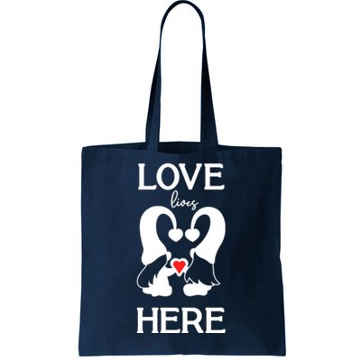 Love Lives Here Happy Valentines Gnome Heart Tote Bag