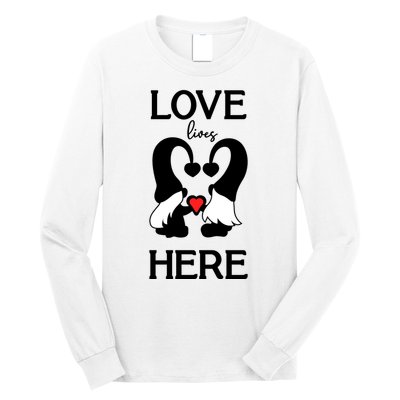 Love Lives Here Happy Valentines Gnome Heart Long Sleeve Shirt