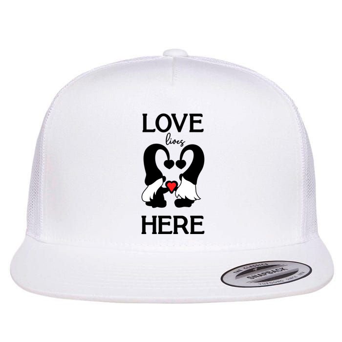 Love Lives Here Happy Valentines Gnome Heart Flatbill Hat