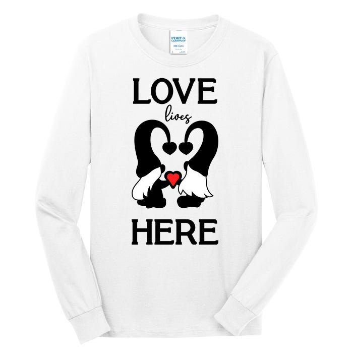 Love Lives Here Happy Valentines Gnome Heart Tall Long Sleeve T-Shirt