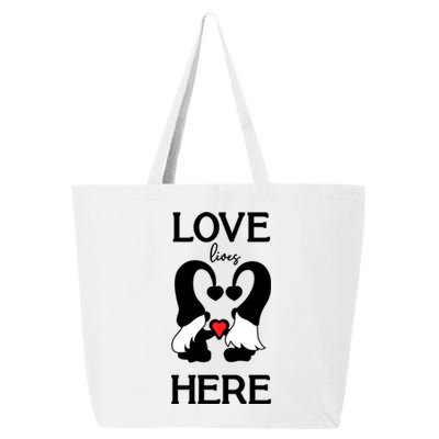 Love Lives Here Happy Valentines Gnome Heart 25L Jumbo Tote