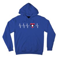 Laotian Lao Heartbeat I Love Laos Flag Country Gift Funny Gift Hoodie