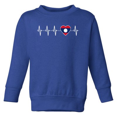 Laotian Lao Heartbeat I Love Laos Flag Country Gift Funny Gift Toddler Sweatshirt