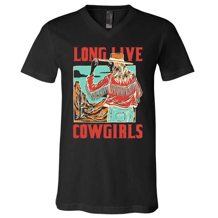 Long Live Howdy Cowgirl Western Country Cowboy V-Neck T-Shirt