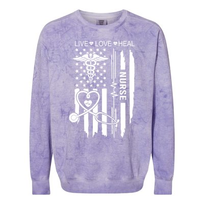 Live Love Heal Nurse Week Gift Nurse Nurse Gift Appreciation Nurse Colorblast Crewneck Sweatshirt