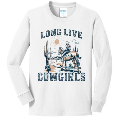 Long Live Howdy Rodeo Western Country Southern Cowgirls Kids Long Sleeve Shirt