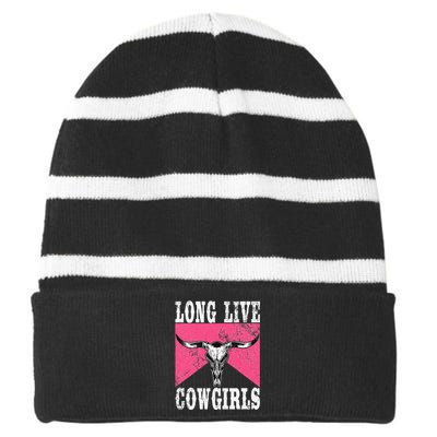 Long Live Howdy Rodeo Western Country Striped Beanie with Solid Band