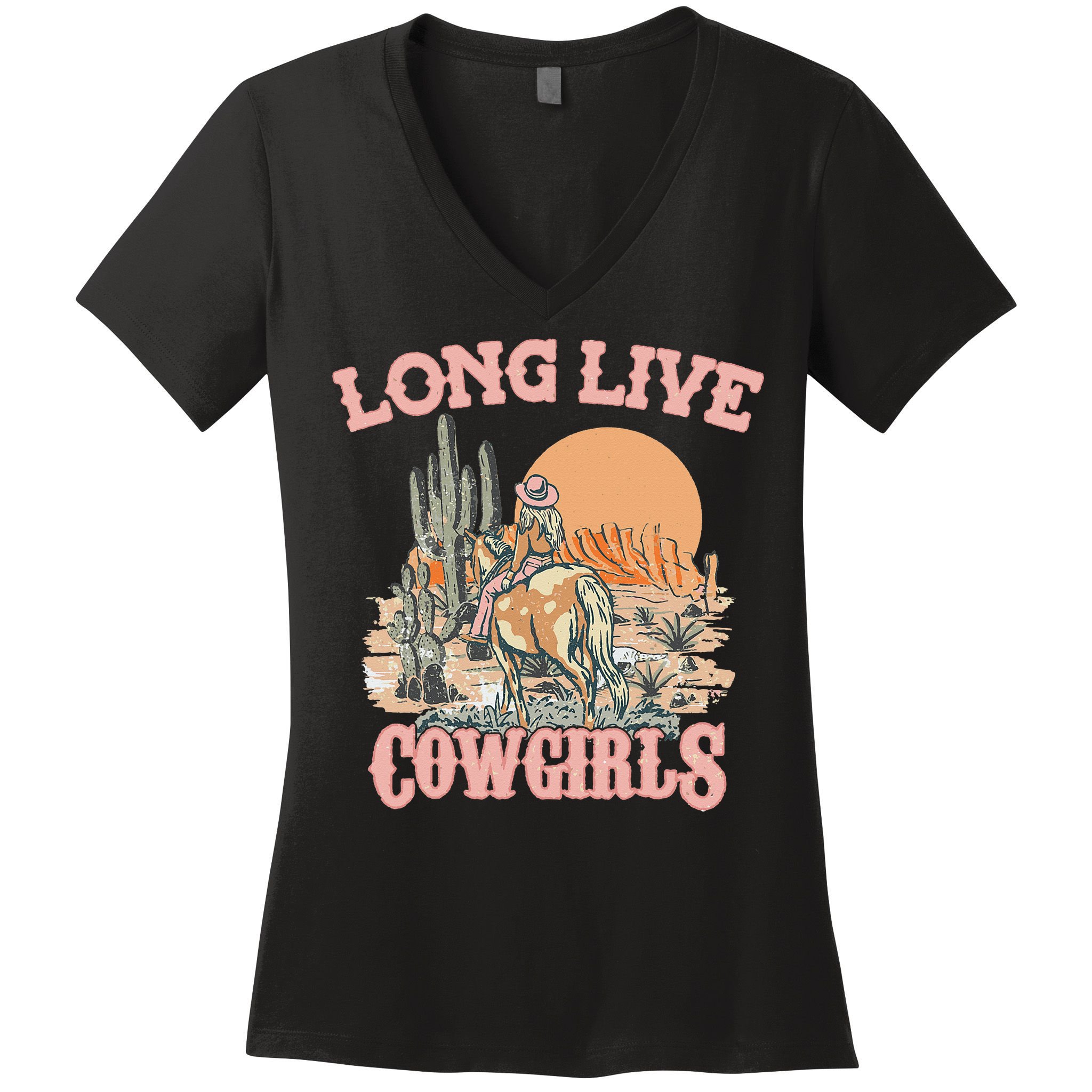 Long Live Howdy Rodeo Western Country Southern Cowgirls Women's V-Neck T-Shirt