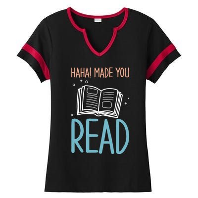 Library Lady Haha Made You Read Librarians School Librarians Meaningful Gift Ladies Halftime Notch Neck Tee