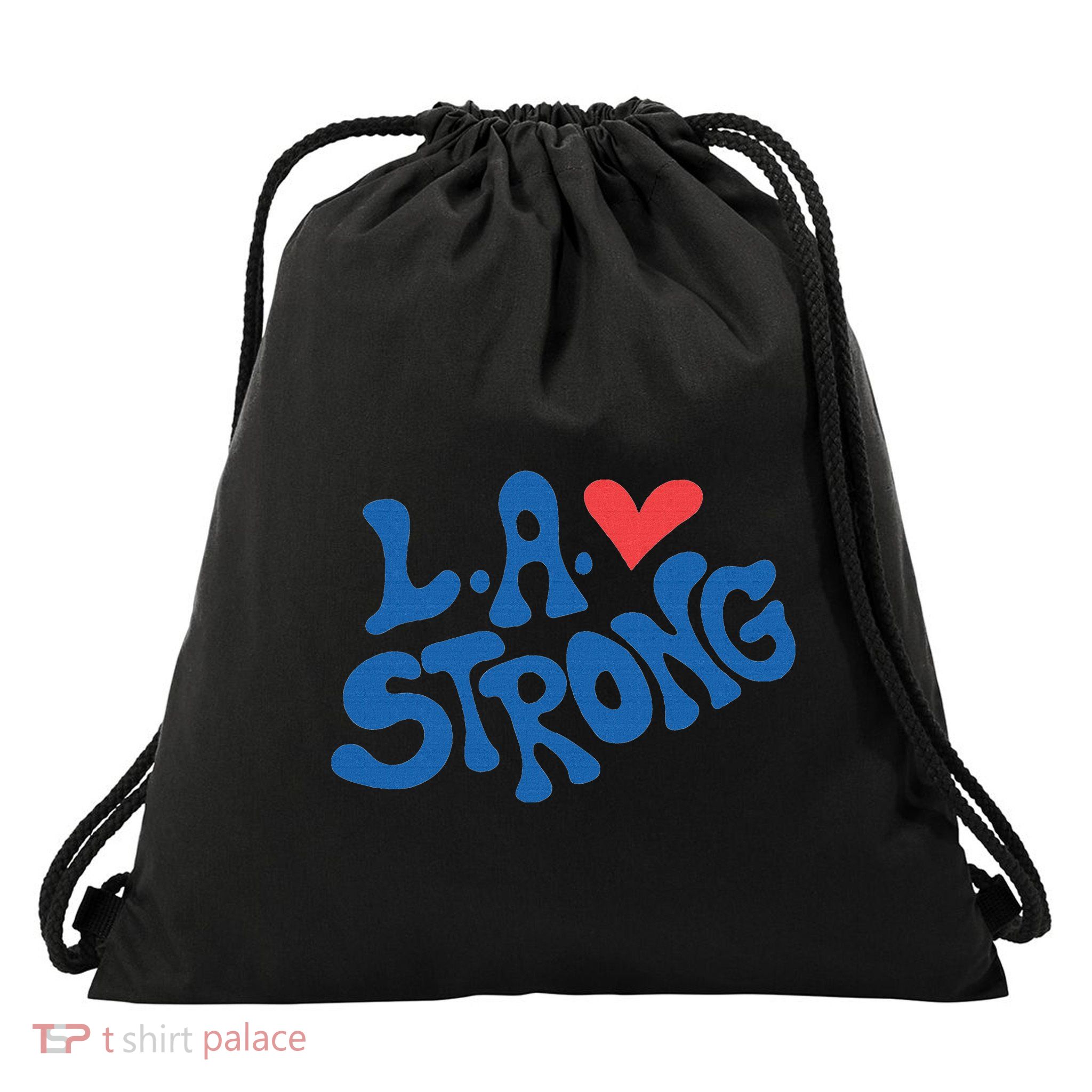 Love La Heart Los Angeles Strong Supportive Drawstring Bag