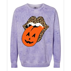 Leopard Lips Halloween Lips Vampire Mouth Pumpkin Tongue Colorblast Crewneck Sweatshirt