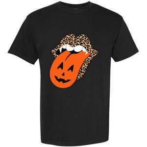 Leopard Lips Halloween Lips Vampire Mouth Pumpkin Tongue Garment-Dyed Heavyweight T-Shirt