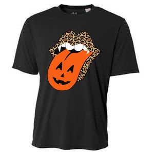 Leopard Lips Halloween Lips Vampire Mouth Pumpkin Tongue Cooling Performance Crew T-Shirt