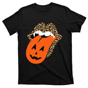 Leopard Lips Halloween Lips Vampire Mouth Pumpkin Tongue T-Shirt