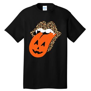 Leopard Lips Halloween Lips Vampire Mouth Pumpkin Tongue Tall T-Shirt