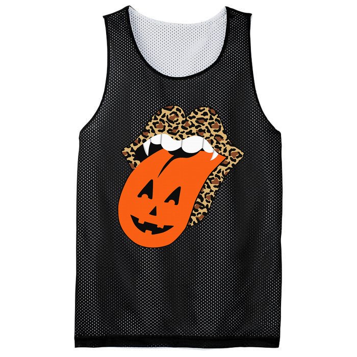 Leopard Lips Halloween Lips Vampire Mouth Pumpkin Tongue Mesh Reversible Basketball Jersey Tank