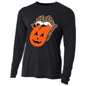 Leopard Lips Halloween Lips Vampire Mouth Pumpkin Tongue Cooling Performance Long Sleeve Crew