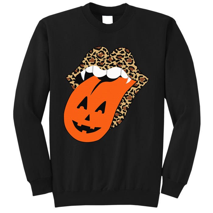 Leopard Lips Halloween Lips Vampire Mouth Pumpkin Tongue Tall Sweatshirt