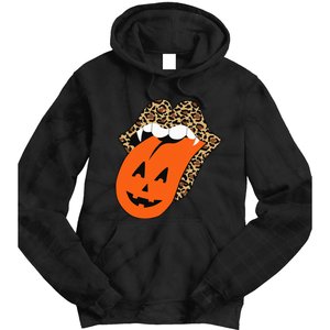 Leopard Lips Halloween Lips Vampire Mouth Pumpkin Tongue Tie Dye Hoodie