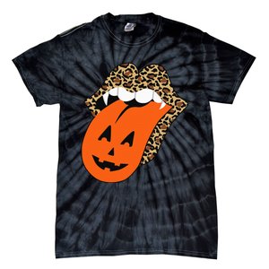 Leopard Lips Halloween Lips Vampire Mouth Pumpkin Tongue Tie-Dye T-Shirt