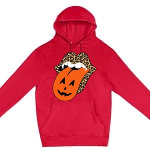 Leopard Lips Halloween Lips Vampire Mouth Pumpkin Tongue Premium Pullover Hoodie