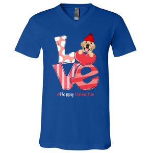 Love Labrador Happy Valentine Day Labrador Lover Gift V-Neck T-Shirt