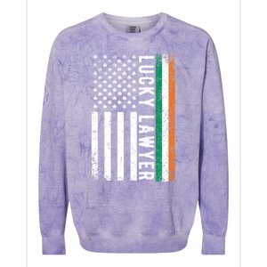 Lucky Lawyer Irish American Flag St Patricks Day Gift Colorblast Crewneck Sweatshirt