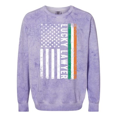 Lucky Lawyer Irish American Flag St Patricks Day Gift Colorblast Crewneck Sweatshirt