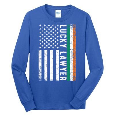 Lucky Lawyer Irish American Flag St Patricks Day Gift Tall Long Sleeve T-Shirt