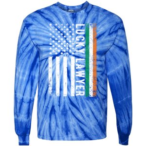 Lucky Lawyer Irish American Flag St Patricks Day Gift Tie-Dye Long Sleeve Shirt