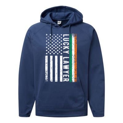 Lucky Lawyer Irish American Flag St Patricks Day Gift Performance Fleece Hoodie