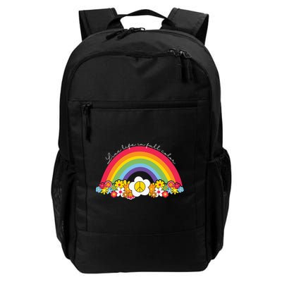 Live Life In Full Color Rainbow Peace Floral Backpack