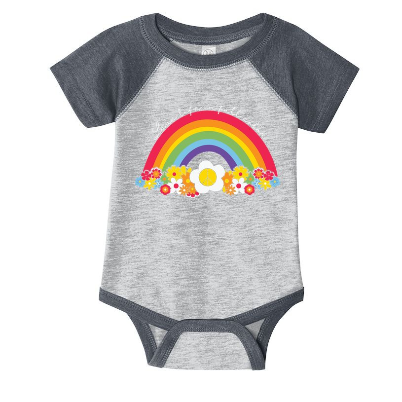 Live Life In Full Color Rainbow Peace Floral Infant Baby Jersey Bodysuit