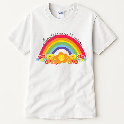 Live Life In Full Color Rainbow Peace Floral Tall T-Shirt