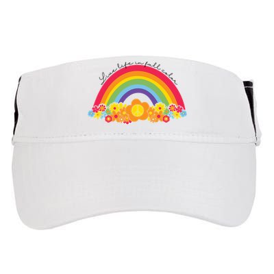 Live Life In Full Color Rainbow Peace Floral Adult Drive Performance Visor