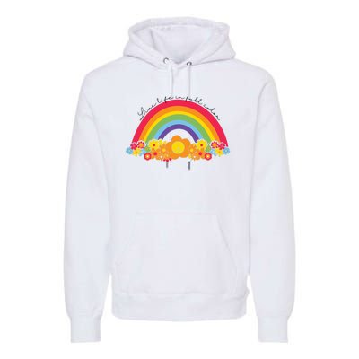 Live Life In Full Color Rainbow Peace Floral Premium Hoodie