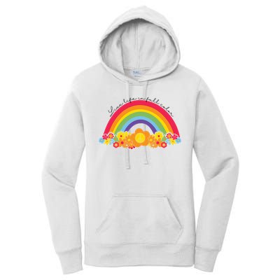 Live Life In Full Color Rainbow Peace Floral Women's Pullover Hoodie