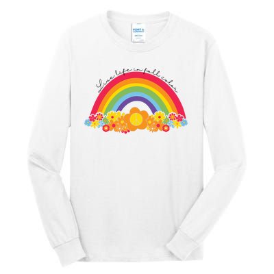 Live Life In Full Color Rainbow Peace Floral Tall Long Sleeve T-Shirt