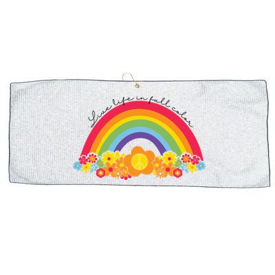 Live Life In Full Color Rainbow Peace Floral Large Microfiber Waffle Golf Towel