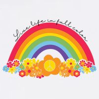 Live Life In Full Color Rainbow Peace Floral Visor