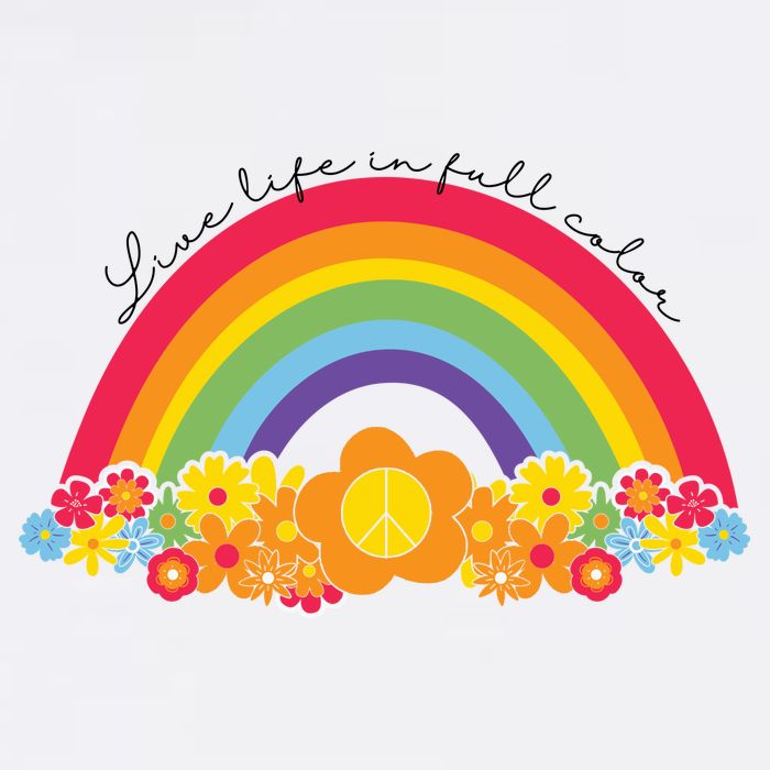 Live Life In Full Color Rainbow Peace Floral Visor