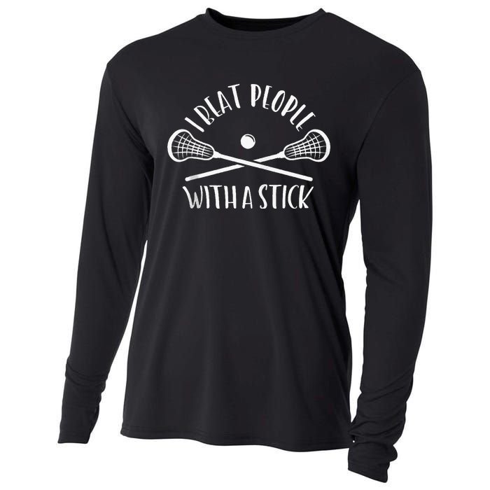 Lacrosse Lax I Beat People With A Stick Cooling Performance Long Sleeve Crew