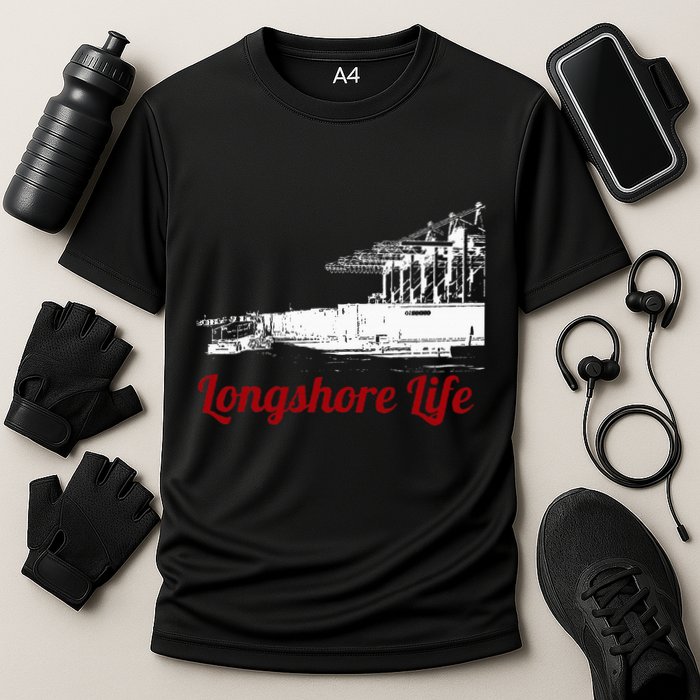 Longshore Life Ilwu Cranes Containers Utr Cooling Performance Crew T-Shirt
