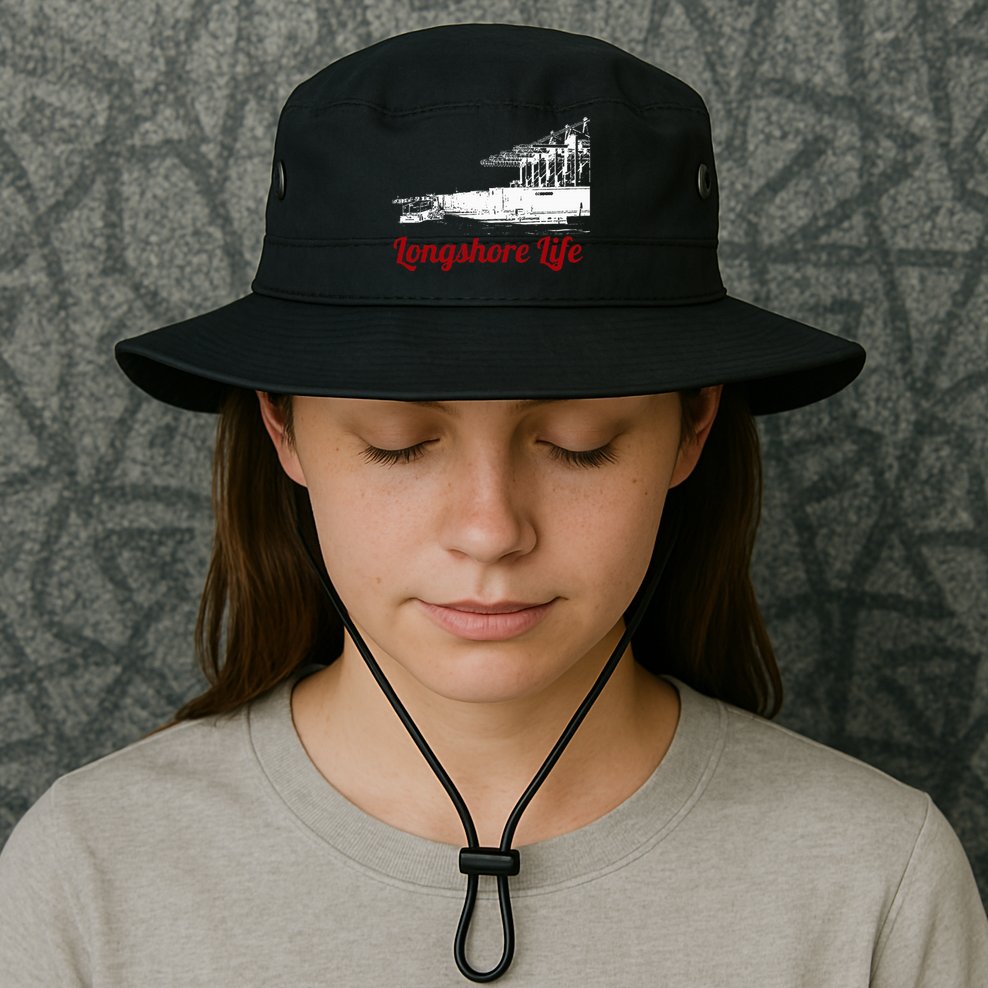 Longshore Life Ilwu Cranes Containers Utr Bucket Hat