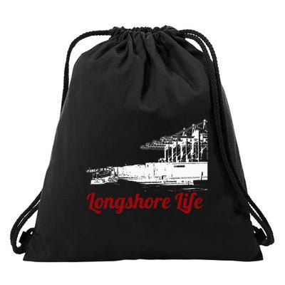 Longshore Life Ilwu Cranes Containers Utr Drawstring Bag